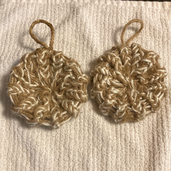 Dish Scrubbie Scrubber Rounds Natural Jute and Cotton Handmade in USA Set of 2 - Picture 5 of 10